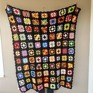 Colorful Handmade Crochet Granny Square Blanket/Afghan Cottagecore